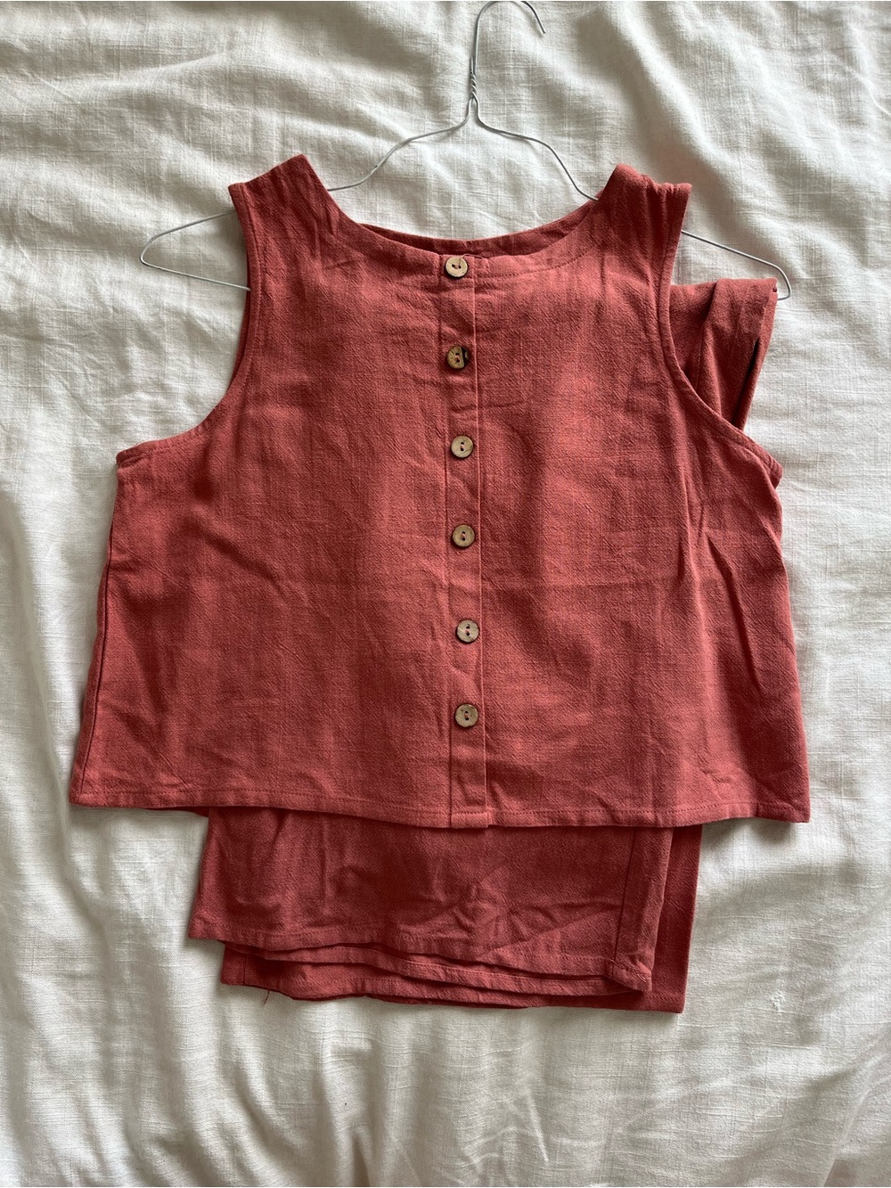 Terracotta Linen Button-Back Tank and Wide Leg Pant Set - Picture 14 of 16